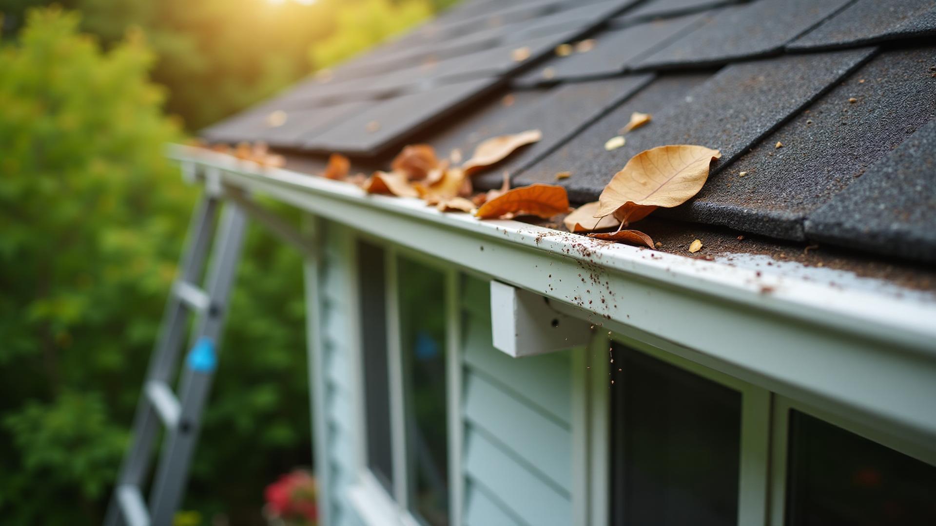 Professional cleaning gutters on a Snohomish County home